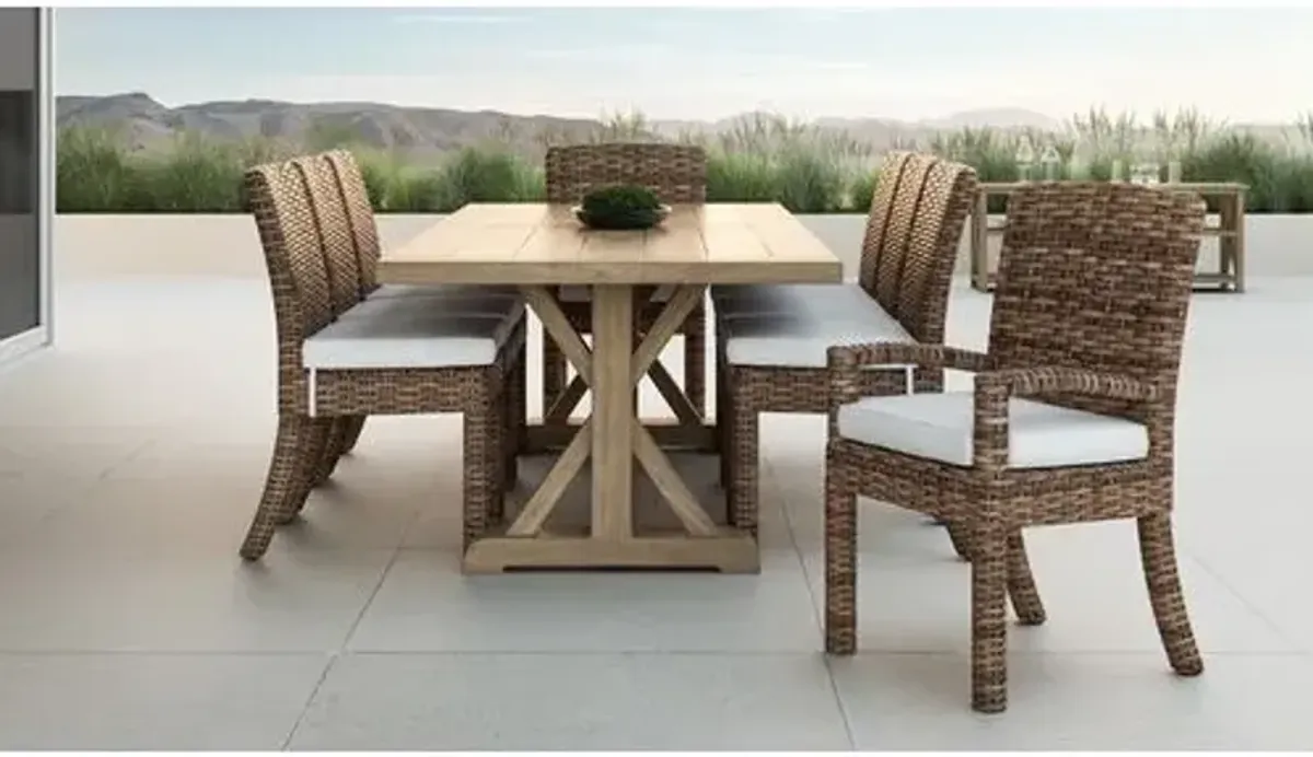 Naevia Outdoor Aluminum/Resin Wicker Armless Dining Chair - Blue