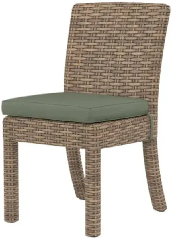 Naevia Outdoor Aluminum/Resin Wicker Armless Dining Chair - Green