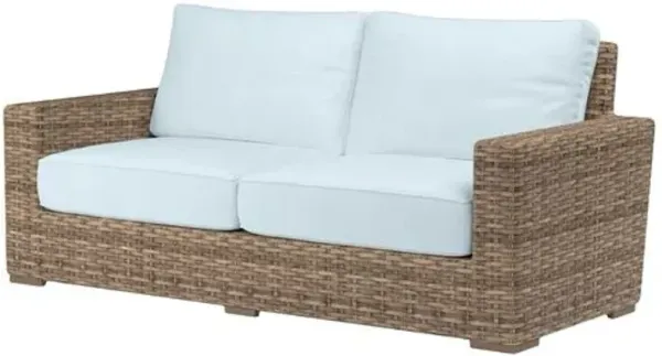 Naevia Outdoor Aluminum/Resin Wicker Loveseat - Blue