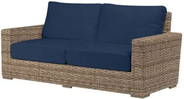 Naevia Outdoor Aluminum/Resin Wicker Loveseat - Blue