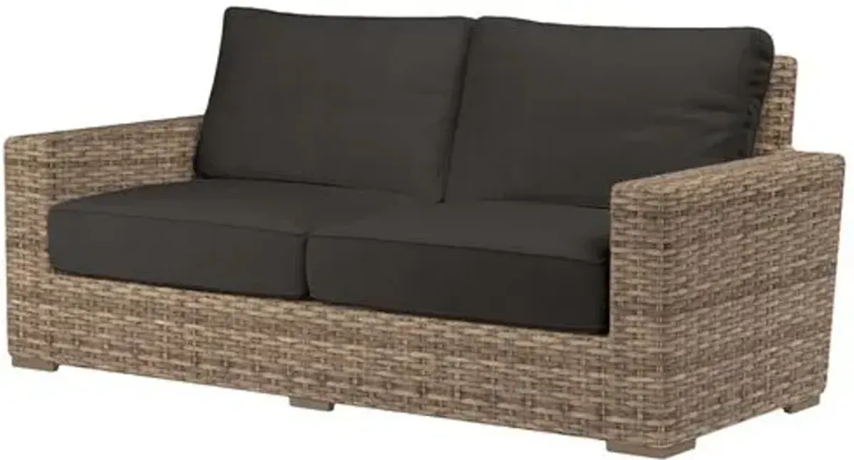 Naevia Outdoor Aluminum/Resin Wicker Loveseat - Black