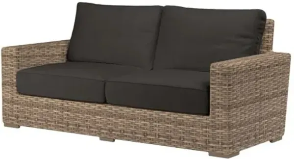 Naevia Outdoor Aluminum/Resin Wicker Loveseat - Black