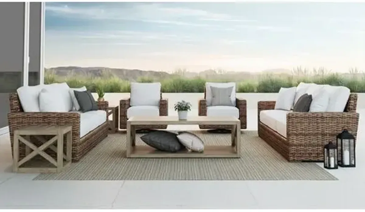 Naevia Outdoor Aluminum/Resin Wicker 3-Seat Sofa