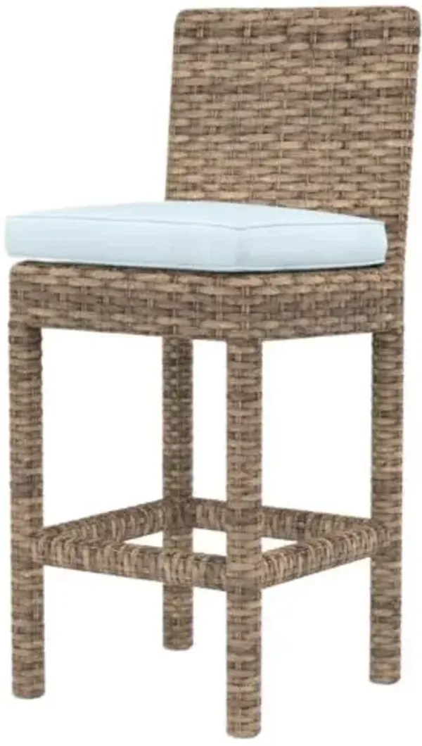 Naevia Outdoor Aluminum/Resin Wicker Barstool - Blue