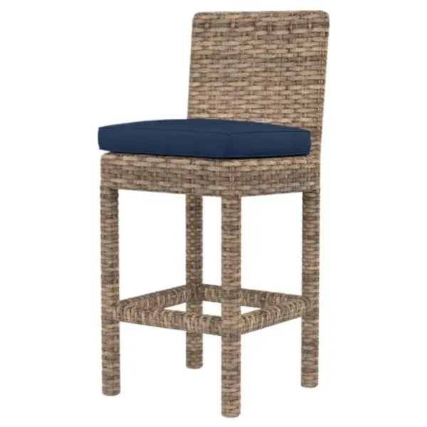 Naevia Outdoor Aluminum/Resin Wicker Barstool - Blue