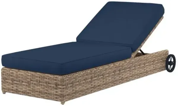 Naevia Outdoor Aluminum/Resin Wicker Adjustable Chaise - Blue - Comfortable, Sturdy, Stylish