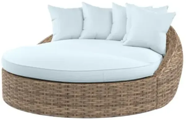 Naevia Outdoor Aluminum/Resin Wicker Round Daybed - Blue - Comfortable, Sturdy