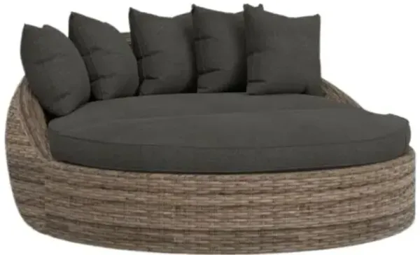 Naevia Outdoor Aluminum/Resin Wicker Round Daybed - Black - Comfortable, Sturdy