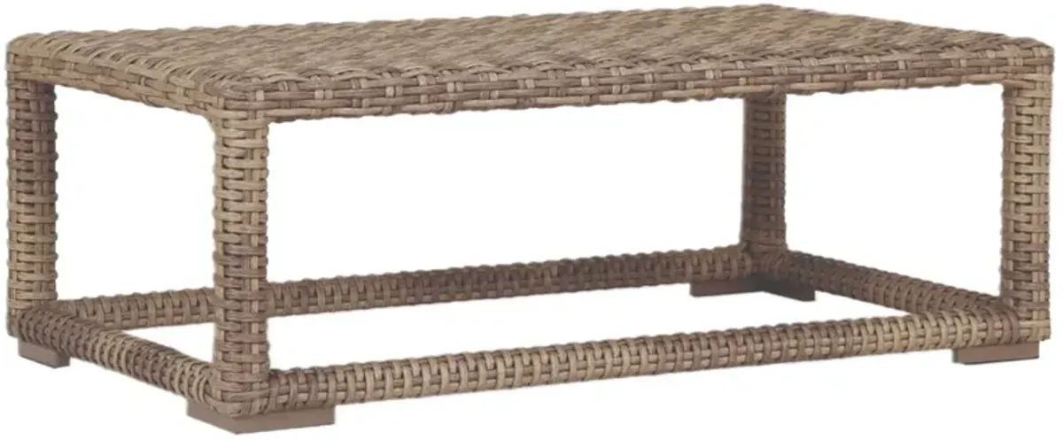 Naevia Outdoor Aluminum/Resin Wicker Coffee Table, Tobacco