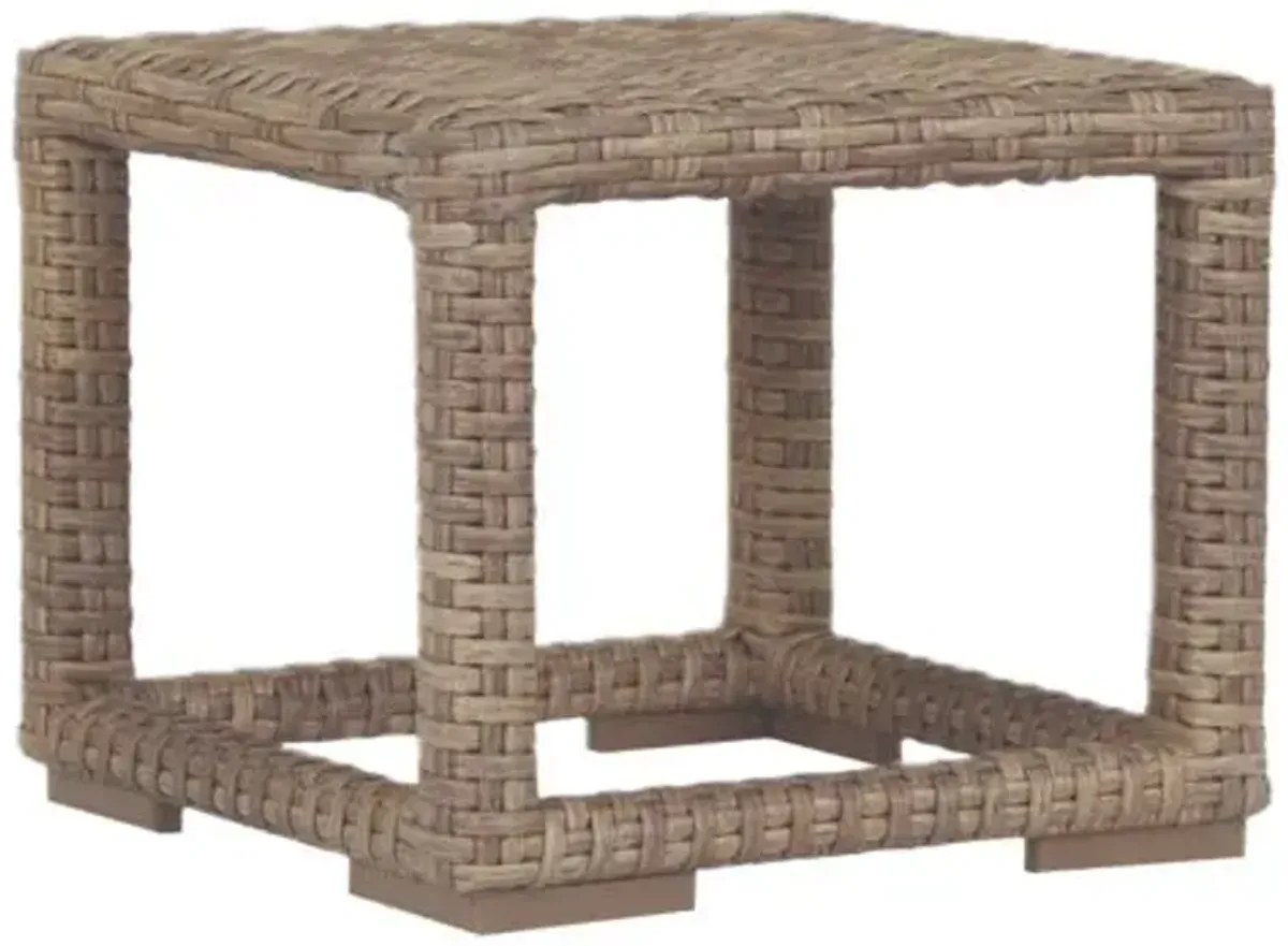 Naevia Outdoor Aluminum/Resin Wicker End Table - Tobacco - Brown