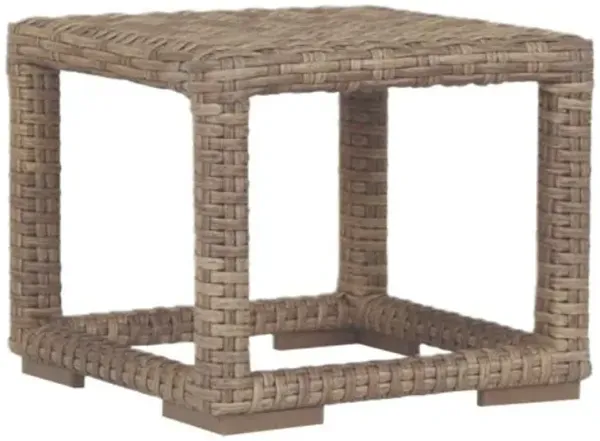 Naevia Outdoor Aluminum/Resin Wicker End Table - Tobacco - Brown