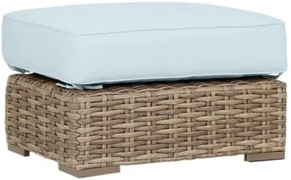 Naevia Outdoor Aluminum/Resin Wicker Ottoman - Blue