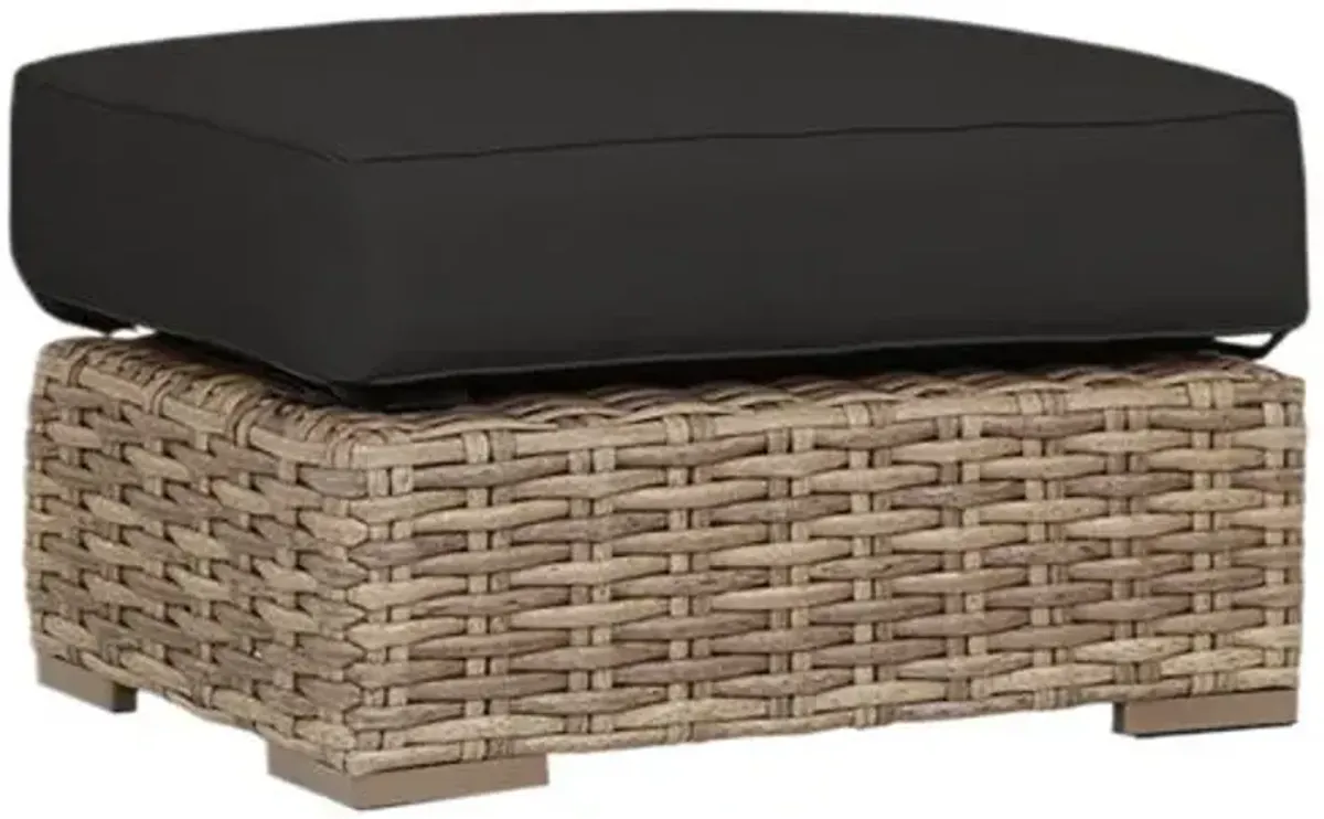 Naevia Outdoor Aluminum/Resin Wicker Ottoman - Black