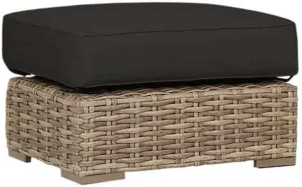 Naevia Outdoor Aluminum/Resin Wicker Ottoman - Black