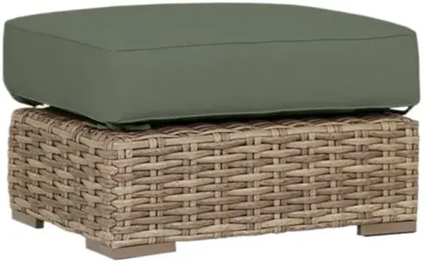Naevia Outdoor Aluminum/Resin Wicker Ottoman - Green