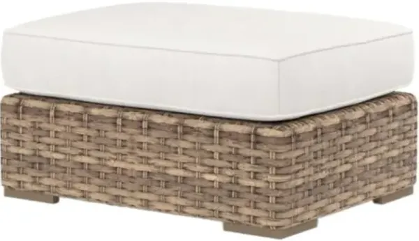Naevia Outdoor Aluminum/Resin Wicker Ottoman - White