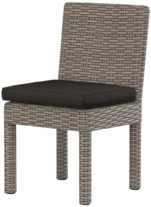 Neptune Outdoor Aluminum/Resin Wicker Armless Dining Chair - Black