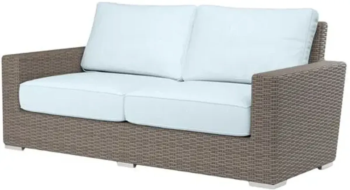 Neptune Outdoor Aluminum/Resin Wicker Loveseat - Blue