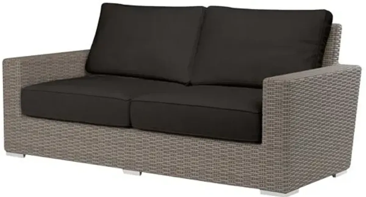 Neptune Outdoor Aluminum/Resin Wicker Loveseat - Black