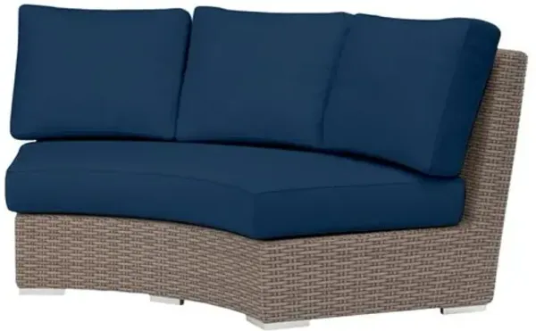 Neptune Outdoor Aluminum/Resin Wicker Curved Loveseat - Blue