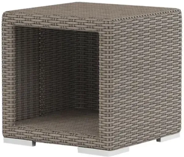 Neptune Outdoor Aluminum/Resin Wicker End Table - Driftwood - Brown