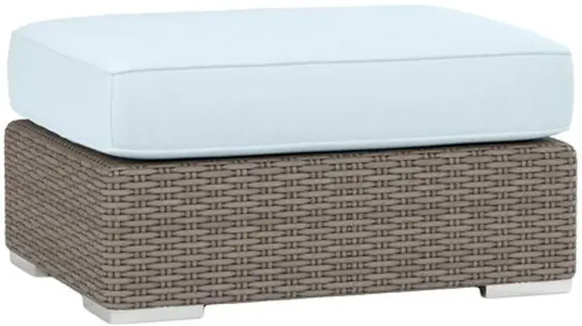 Neptune Outdoor Aluminum/Resin Wicker Ottoman - Blue