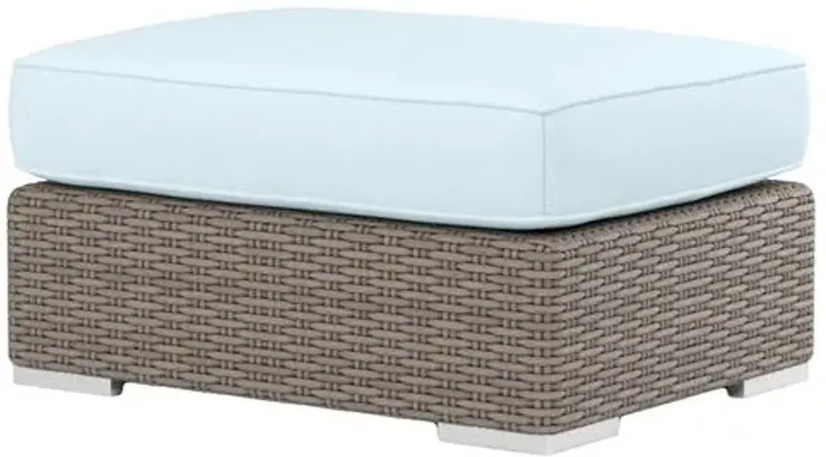 Neptune Outdoor Aluminum/Resin Wicker Ottoman - Blue