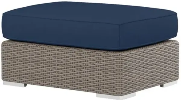 Neptune Outdoor Aluminum/Resin Wicker Ottoman - Blue