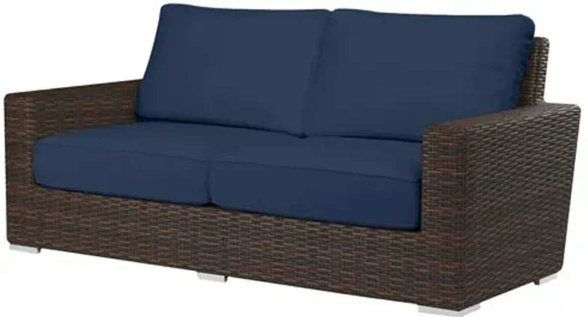 Montana Outdoor Aluminum/Resin Wicker Loveseat - Blue