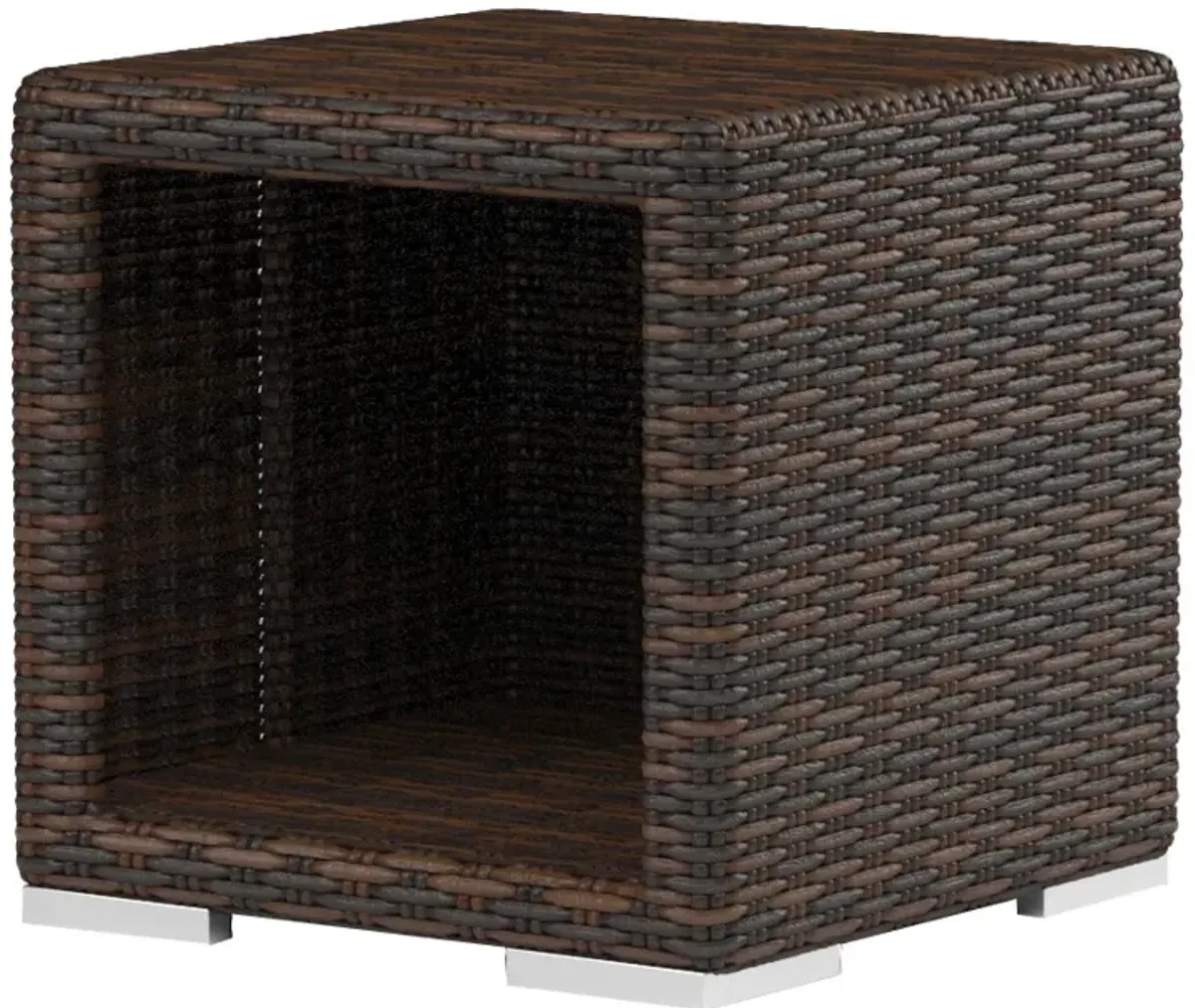 Montana Outdoor Aluminum/Resin Wicker End Table, Cognac