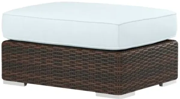 Montana Outdoor Aluminum/Resin Wicker Ottoman - Blue