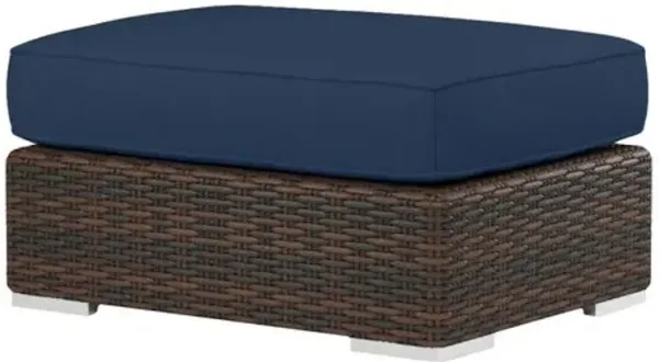 Montana Outdoor Aluminum/Resin Wicker Ottoman - Blue