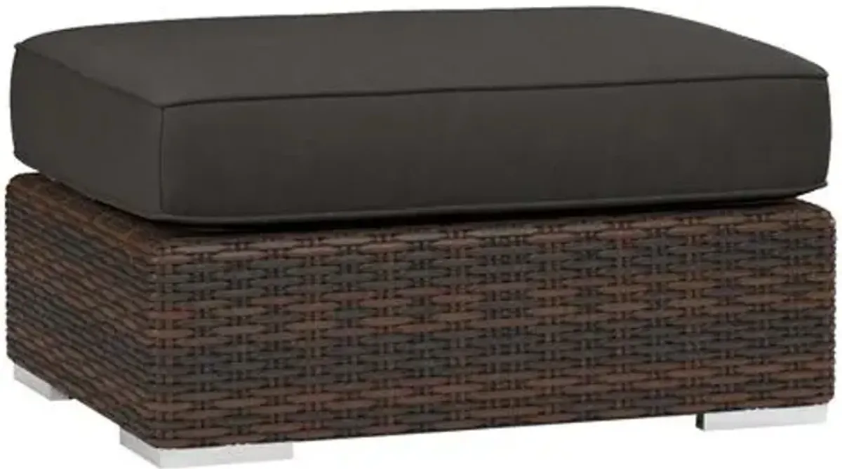 Montana Outdoor Aluminum/Resin Wicker Ottoman - Black