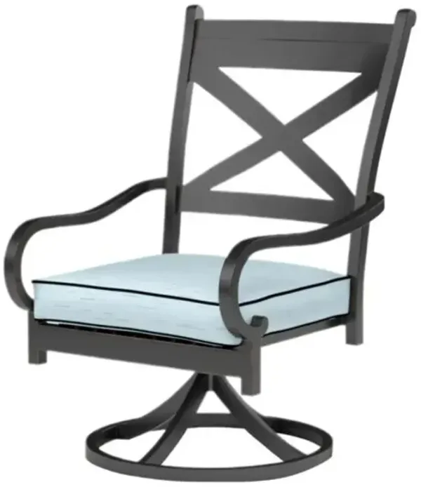 Kairis Outdoor Aluminum Swivel Dining Chair - Old World Copper Finish - Blue