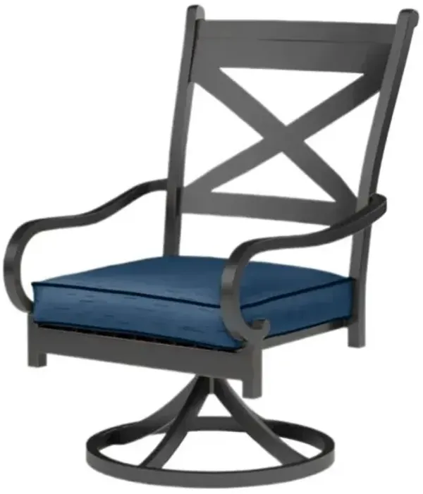 Kairis Outdoor Aluminum Swivel Dining Chair - Old World Copper Finish - Blue
