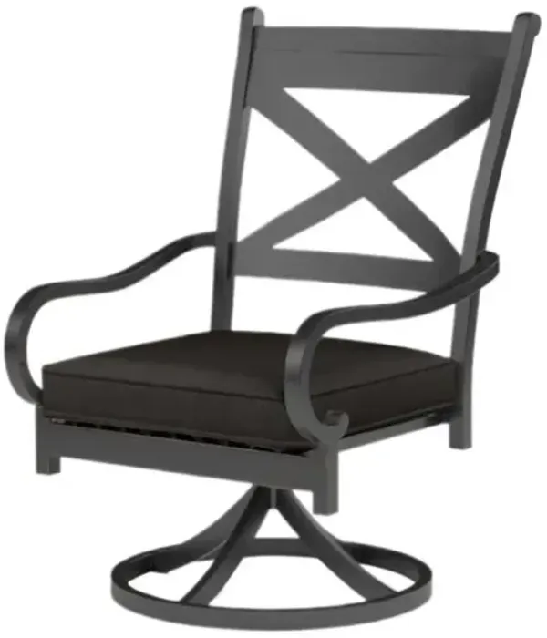 Kairis Outdoor Aluminum Swivel Dining Chair - Old World Copper Finish - Black