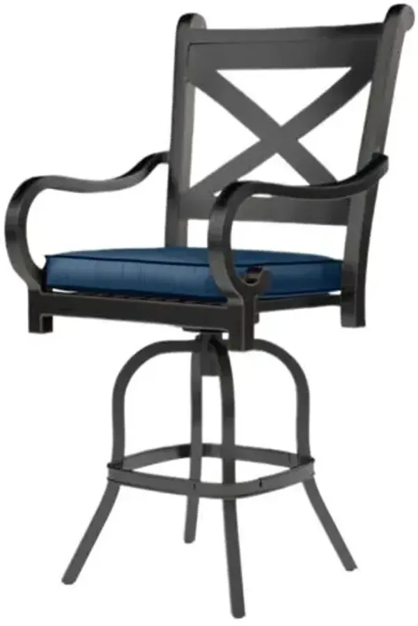 Kairis Outdoor Aluminum Barstool - Old World Copper Finish - Blue