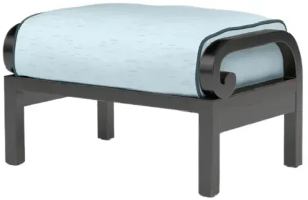 Kairis Outdoor Aluminum Ottoman - Old World Copper Finish - Blue