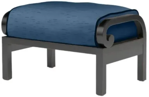 Kairis Outdoor Aluminum Ottoman - Old World Copper Finish - Blue