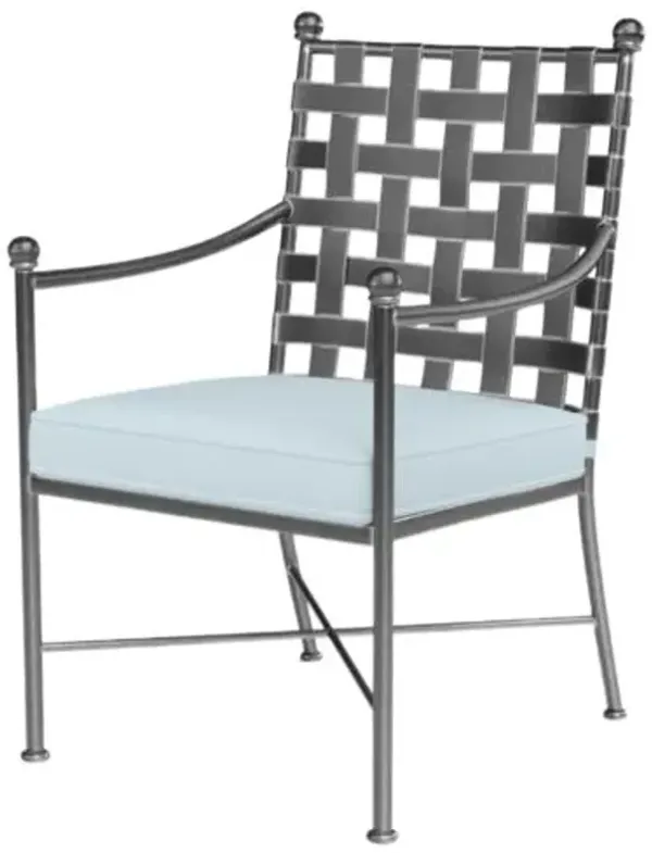 Isla Outdoor Iron Basket Weave Dining Armchair - Blue