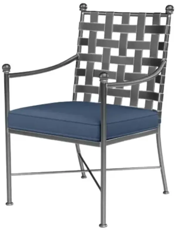 Isla Outdoor Iron Basket Weave Dining Armchair - Blue