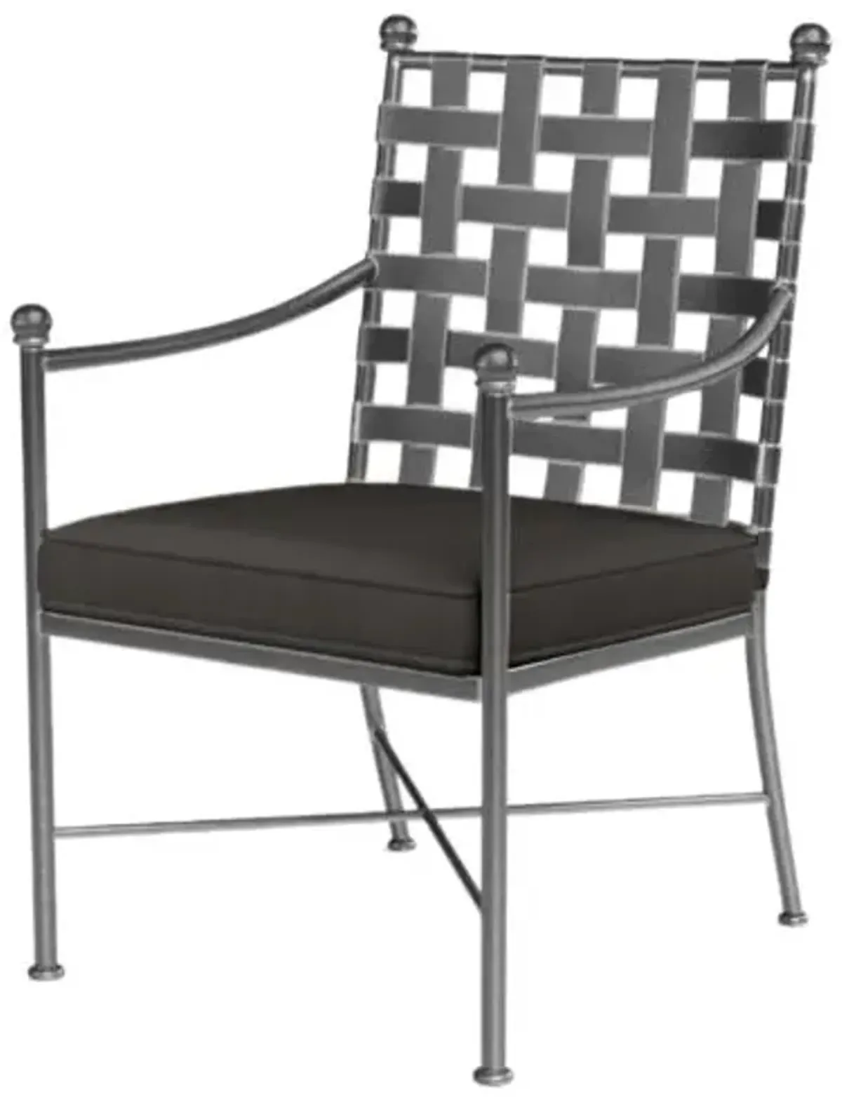 Isla Outdoor Iron Basket Weave Dining Armchair - Black