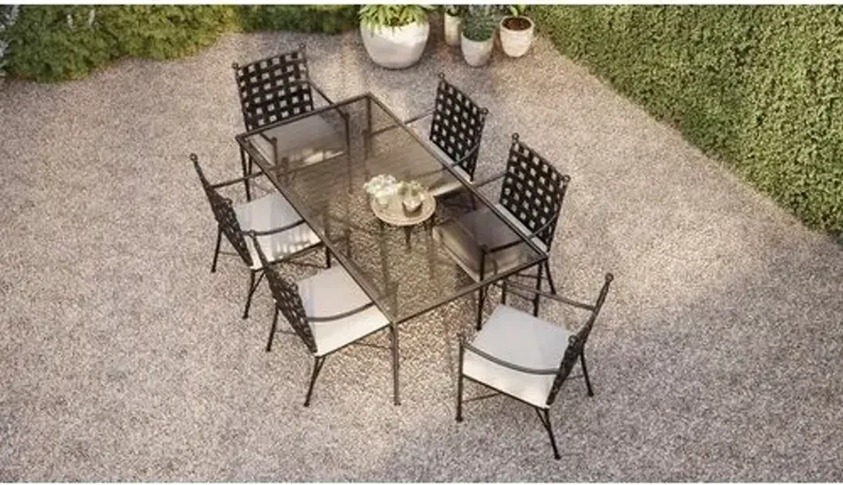 Isla Outdoor Iron Basket Weave Dining Armchair - Beige