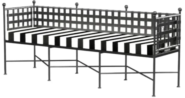 Isla Outdoor Iron Basket Weave Garden Bench - Multi