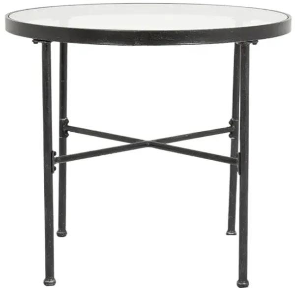 Isla Outdoor Iron/Glass 32" Round Bistro Table, Pewter