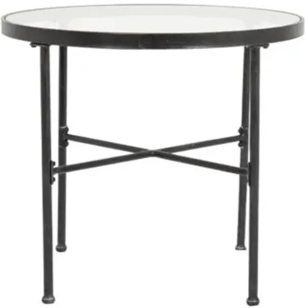 Isla Outdoor Iron/Glass 32" Round Bistro Table - Pewter - Gray