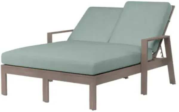 Farren Outdoor Aluminum Double Chaise Lounge - Green - Comfortable, Sturdy, Stylish