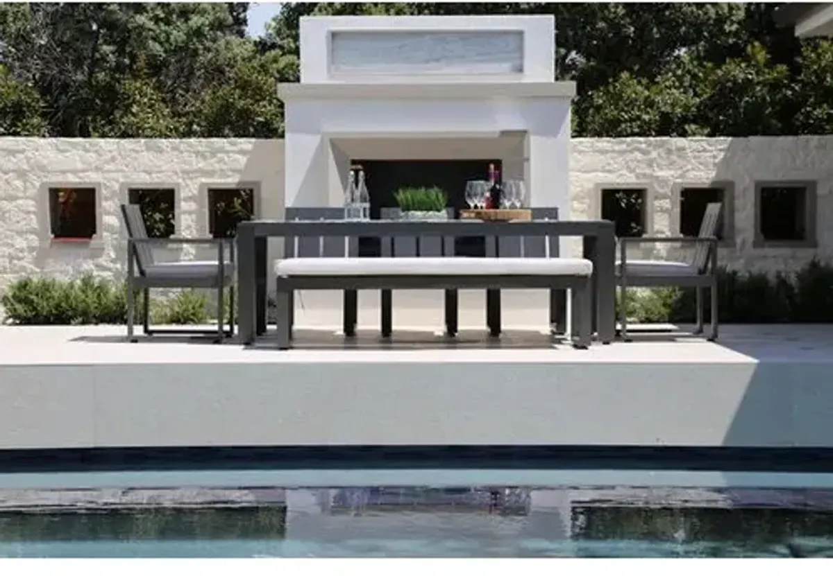 Laken Outdoor Aluminum Dining Bench - Blue