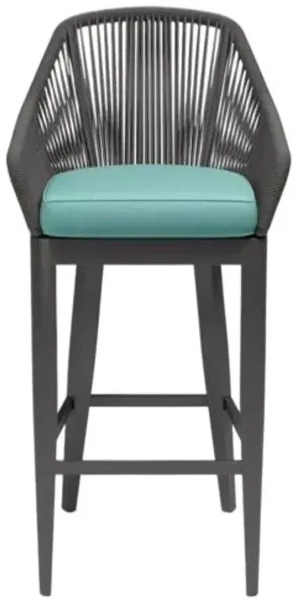 Amira Outdoor Aluminum/Rope Barstool - Blue