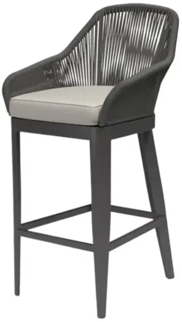 Amira Outdoor Aluminum/Rope Barstool - Gray